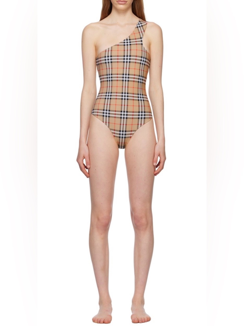 Burberry One-Shoulder Plaid Women's Swimsuit